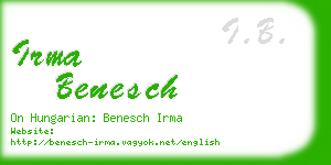 irma benesch business card